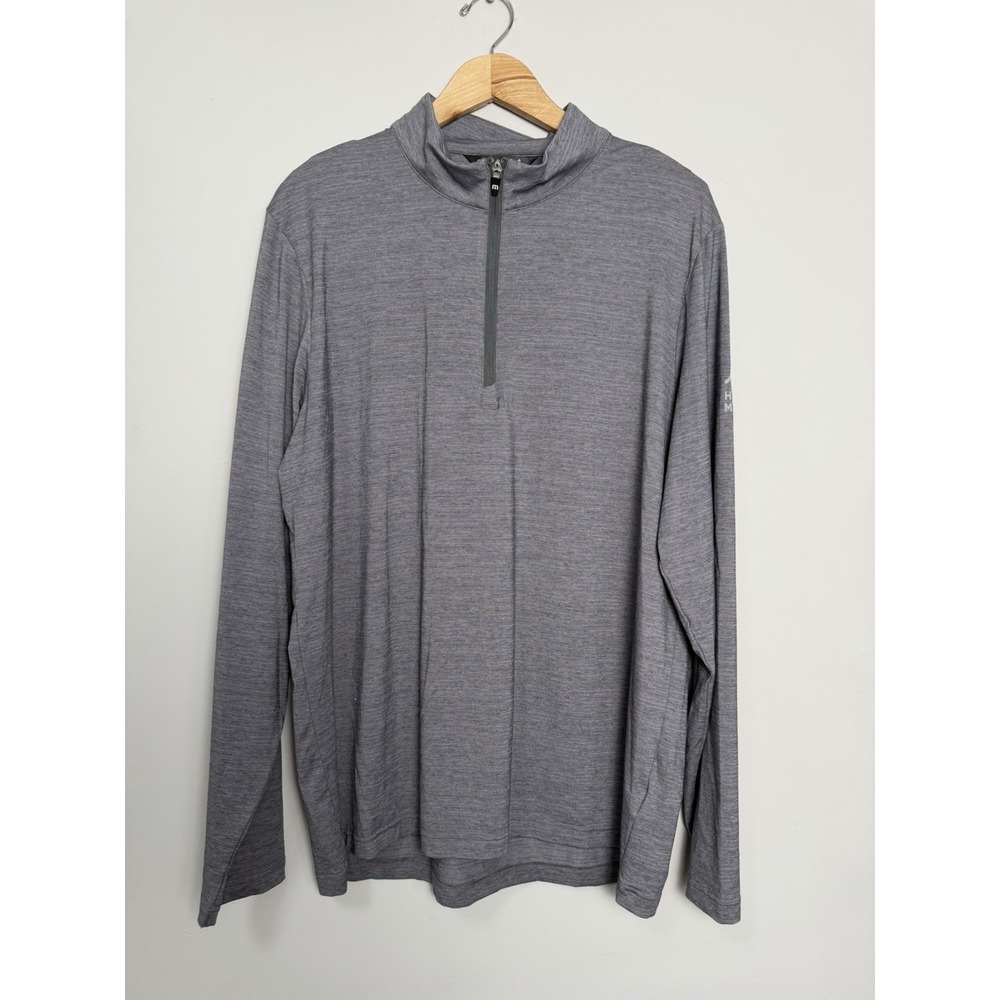 Travis Mathew Quarter Zip Pullover Men's XL Gray Striped Long Sleeve Stretch